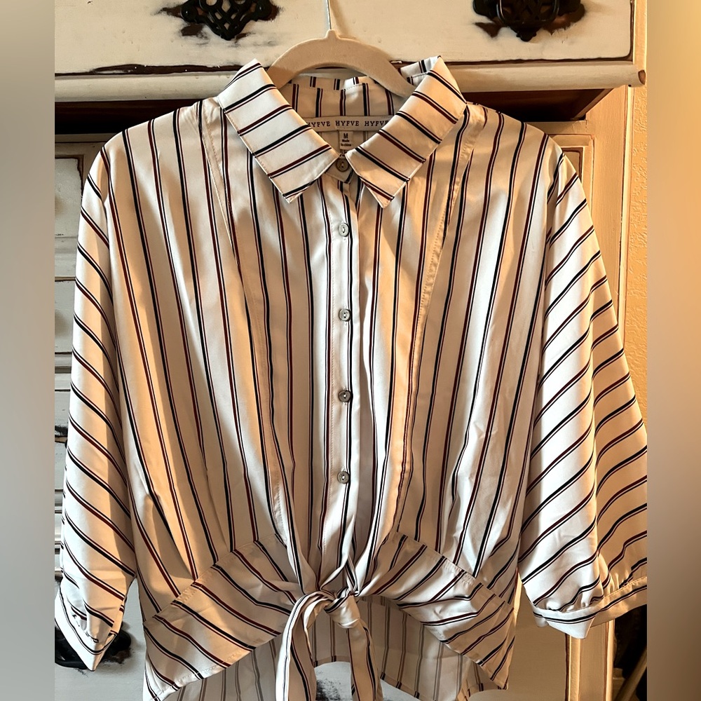 Button down boho striped shirt never worn without tags